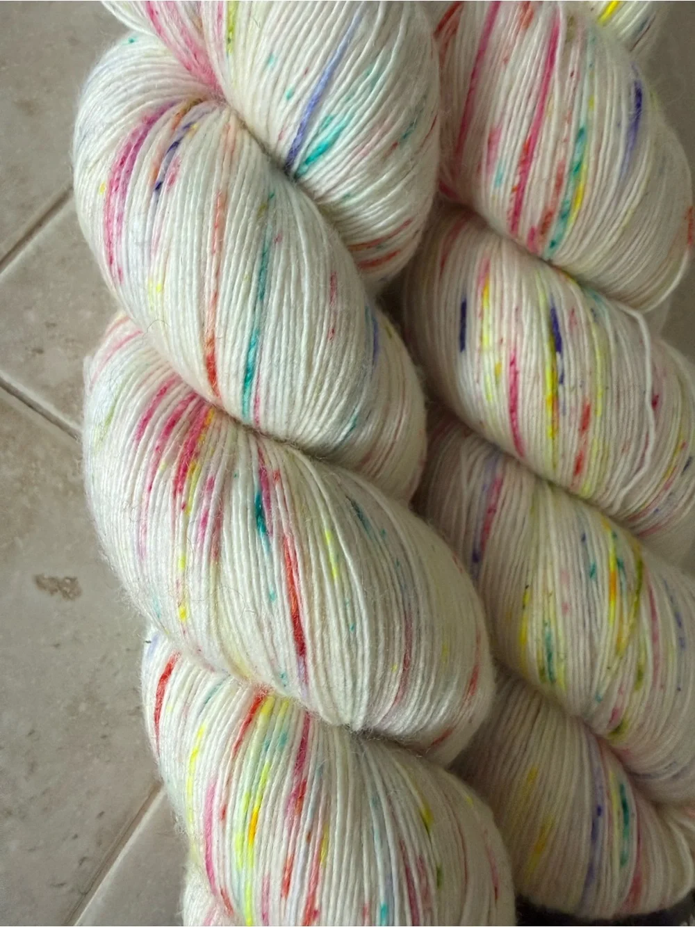 Madelinetosh Hand-Dyed Yarn - Speckled Cream with Multicolor Flecks